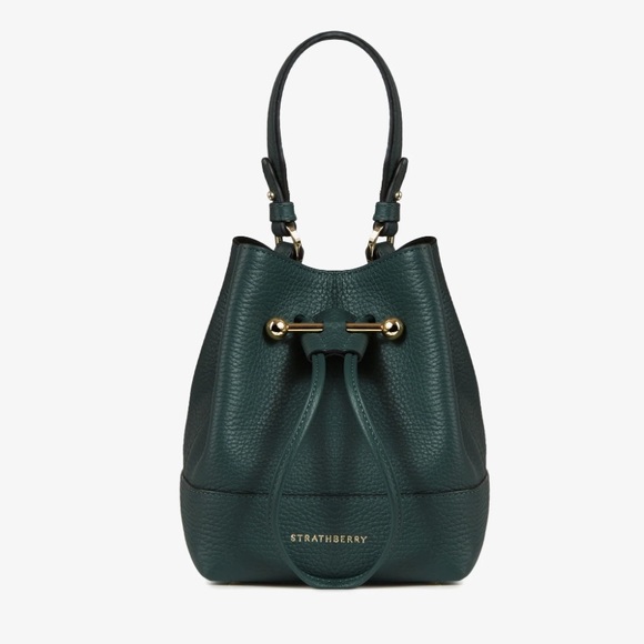 Strathberry Handbags - NWT Strathberry Lana Osette Bucket Bag Top Handle 100% Calf Leather Bottle Green